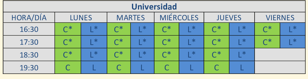 horarios 4º prim. - 2º ESO